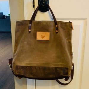 Meanwhile Back at the Farm Field Tan Wax Canvas Backpack